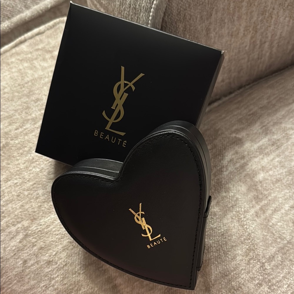 Yves Saint Laurent Black and Gold Heart Makeup Case